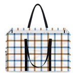 Blue And Brown Tattersall Pattern Print Utility Tote Bag