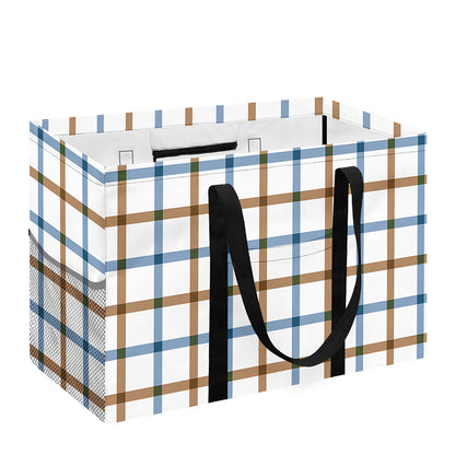 Blue And Brown Tattersall Pattern Print Utility Tote Bag