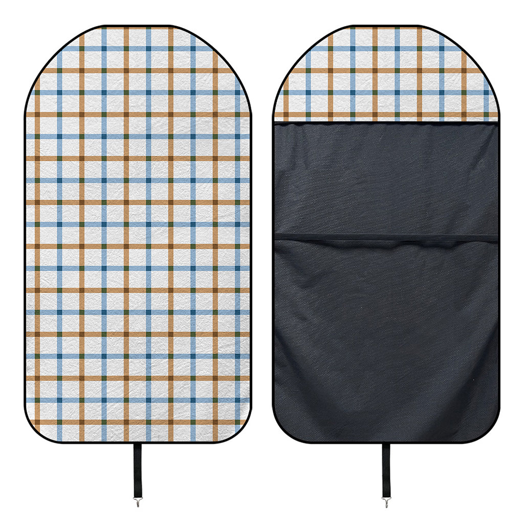 Blue And Brown Tattersall Pattern Print Waterproof Car Seat Cover