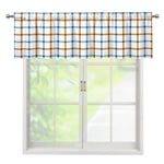 Blue And Brown Tattersall Pattern Print Window Valance