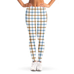 Blue And Brown Tattersall Pattern Print Women's Leggings