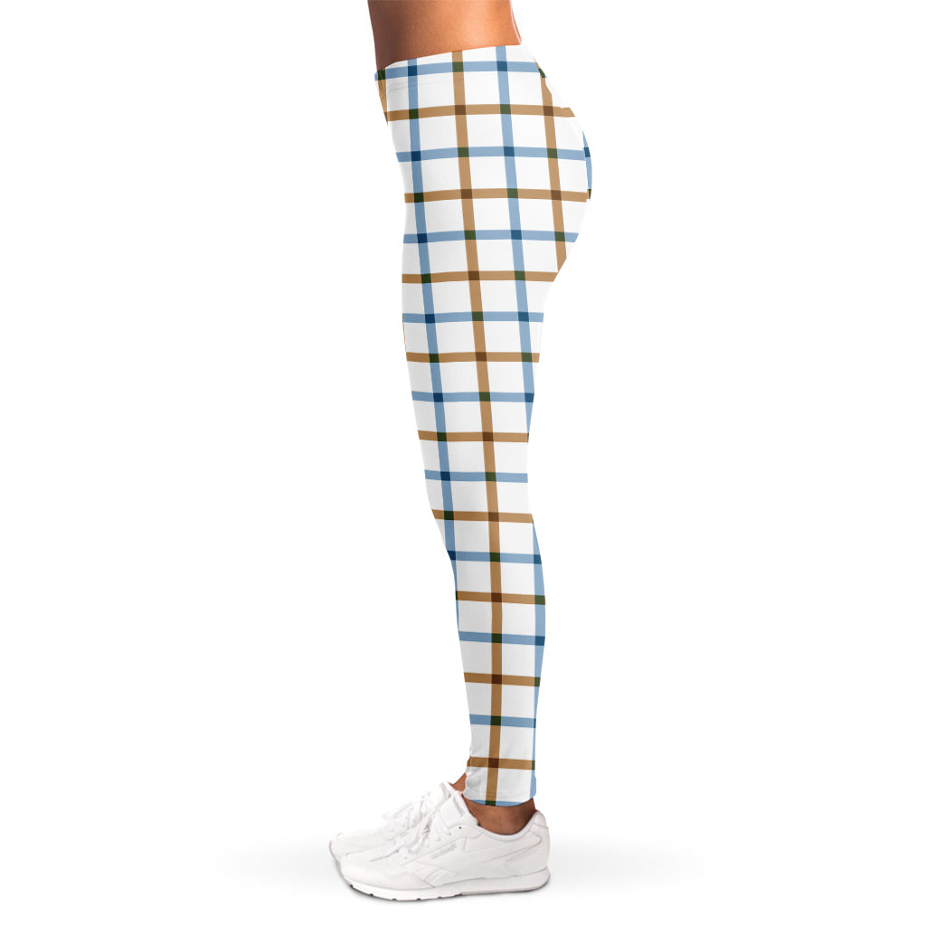 Blue And Brown Tattersall Pattern Print Women's Leggings