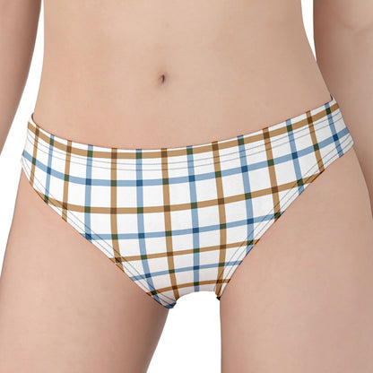 Blue And Brown Tattersall Pattern Print Women's Panties