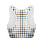 Blue And Brown Tattersall Pattern Print Women's Sports Bra