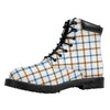 Blue And Brown Tattersall Pattern Print Work Boots