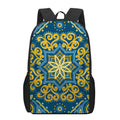 Blue And Gold Bohemian Mandala Print 17 Inch Backpack