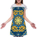 Blue And Gold Bohemian Mandala Print Adjustable Apron