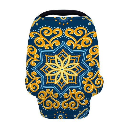 Blue And Gold Bohemian Mandala Print Baby Seat Cover