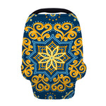 Blue And Gold Bohemian Mandala Print Baby Seat Cover