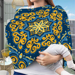 Blue And Gold Bohemian Mandala Print Baby Seat Cover