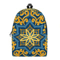 Blue And Gold Bohemian Mandala Print School Backpack