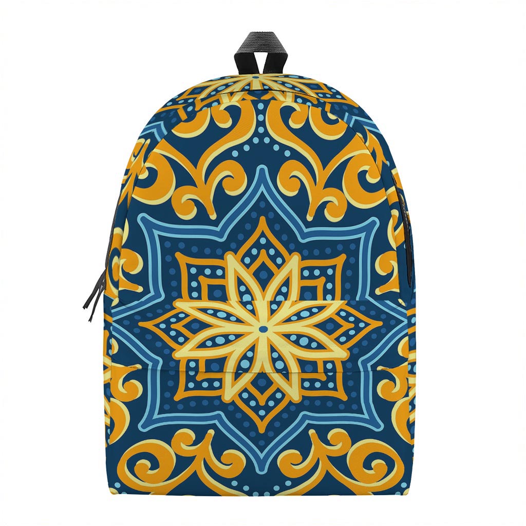 Blue And Gold Bohemian Mandala Print Backpack