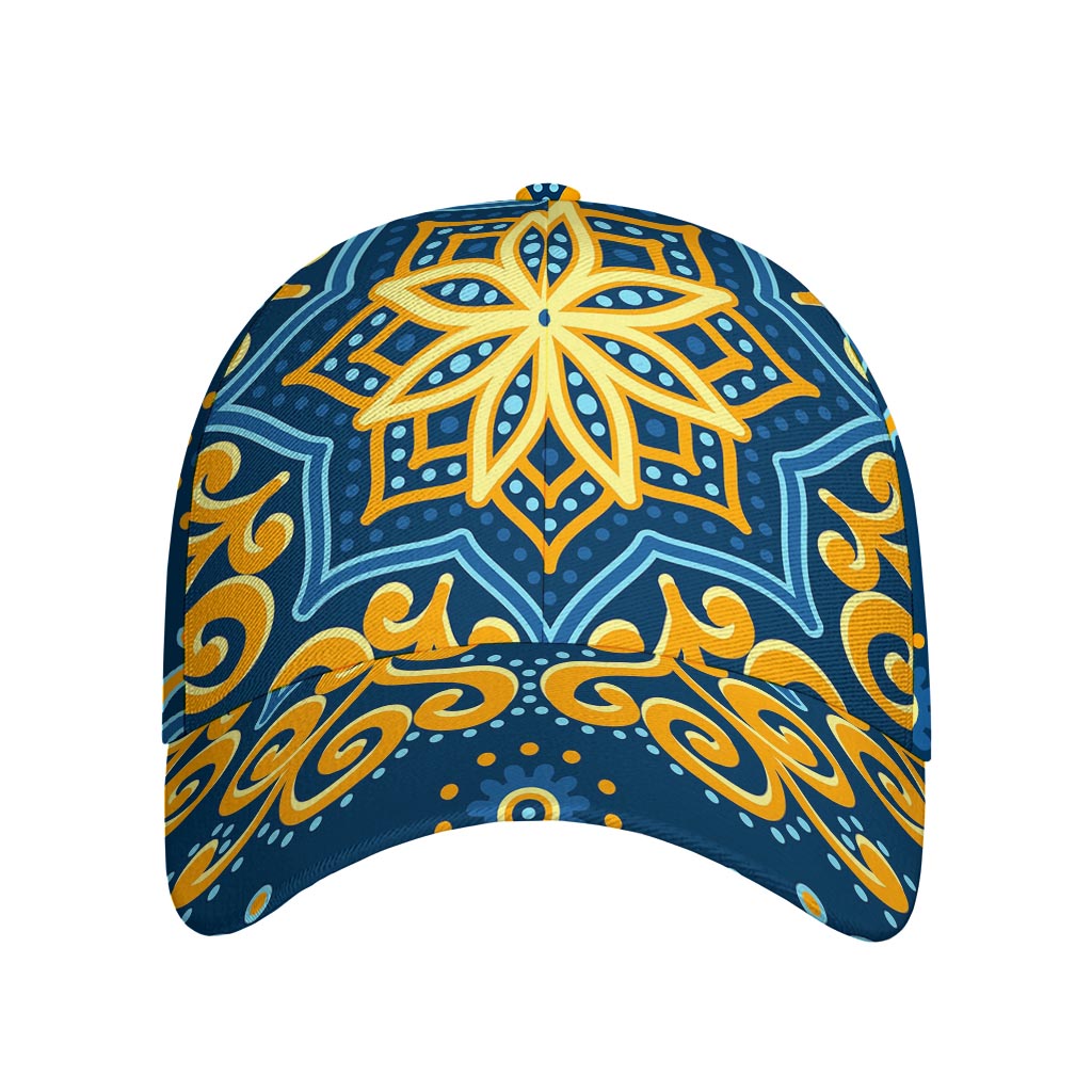 Blue And Gold Bohemian Mandala Print Baseball Cap
