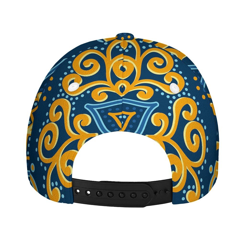 Blue And Gold Bohemian Mandala Print Baseball Cap