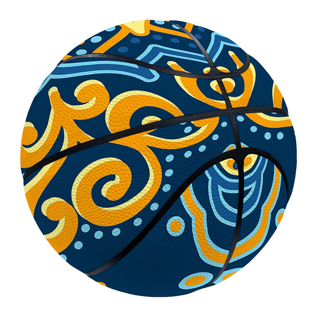 Blue And Gold Bohemian Mandala Print Basketball