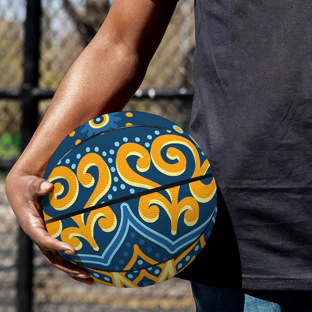 Blue And Gold Bohemian Mandala Print Basketball
