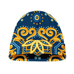 Blue And Gold Bohemian Mandala Print Beanie