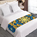 Blue And Gold Bohemian Mandala Print Bed Runner