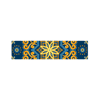 Blue And Gold Bohemian Mandala Print Bed Runner
