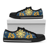 Blue And Gold Bohemian Mandala Print Black Low Top Sneakers