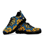 Blue And Gold Bohemian Mandala Print Black Running Shoes