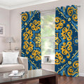 Blue And Gold Bohemian Mandala Print Dimout Grommet Curtains