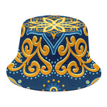 Blue And Gold Bohemian Mandala Print Bucket Hat