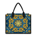 Blue And Gold Bohemian Mandala Print Canvas Tote Bag