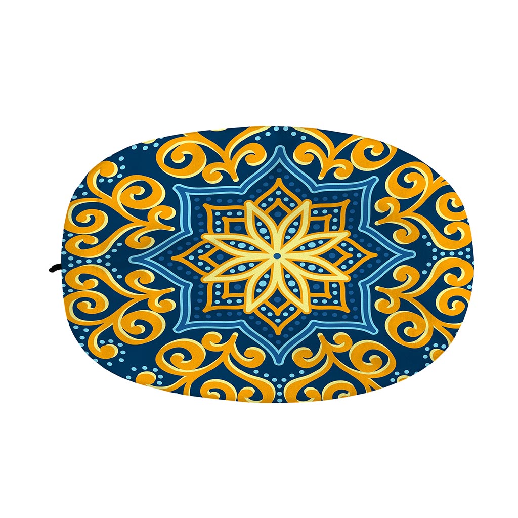 Blue And Gold Bohemian Mandala Print Car Side Mirror Covers