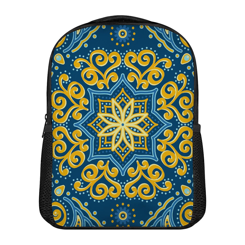 Blue And Gold Bohemian Mandala Print Casual Backpack