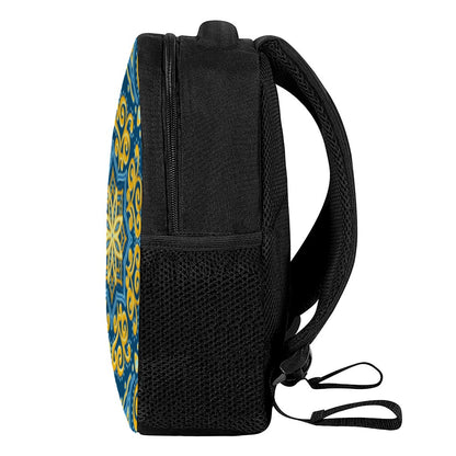 Blue And Gold Bohemian Mandala Print Casual Backpack