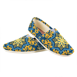 Blue And Gold Bohemian Mandala Print Casual Shoes