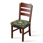 Blue And Gold Bohemian Mandala Print Chair Cushion Cover