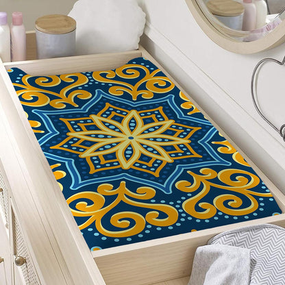 Blue And Gold Bohemian Mandala Print Changing Pad Cover