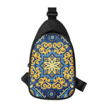 Blue And Gold Bohemian Mandala Print Chest Bag
