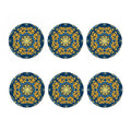 Blue And Gold Bohemian Mandala Print Coaster Set
