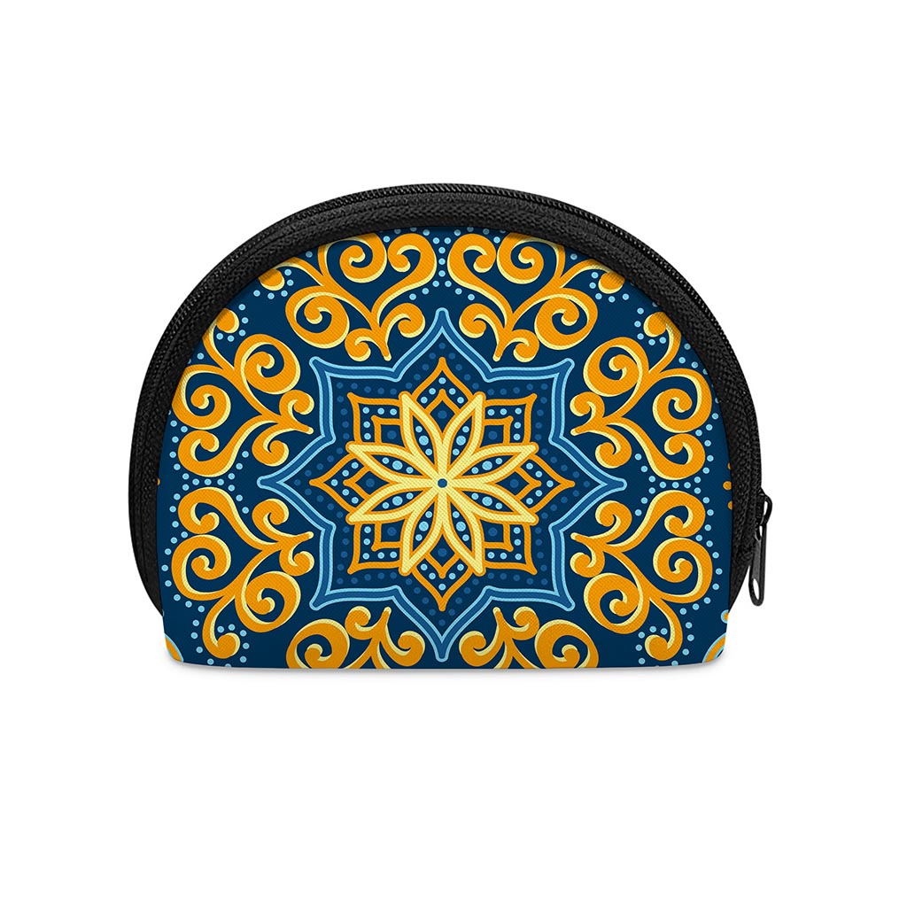 Blue And Gold Bohemian Mandala Print Coin Purse