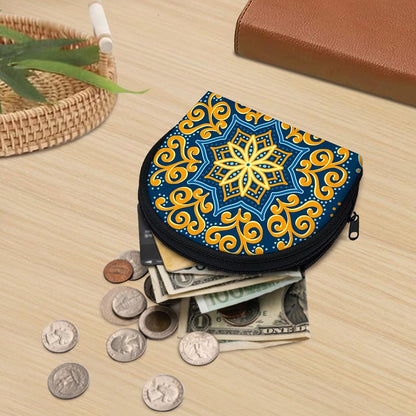 Blue And Gold Bohemian Mandala Print Coin Purse