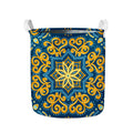 Blue And Gold Bohemian Mandala Print Collapsible Laundry Basket