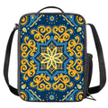 Blue And Gold Bohemian Mandala Print Crossbody Lunch Bag