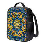 Blue And Gold Bohemian Mandala Print Crossbody Lunch Bag