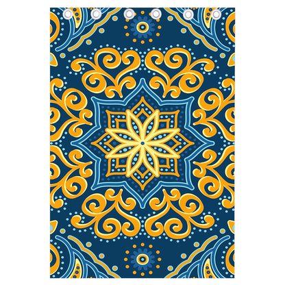 Blue And Gold Bohemian Mandala Print Curtain