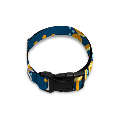 Blue And Gold Bohemian Mandala Print Dog Collar