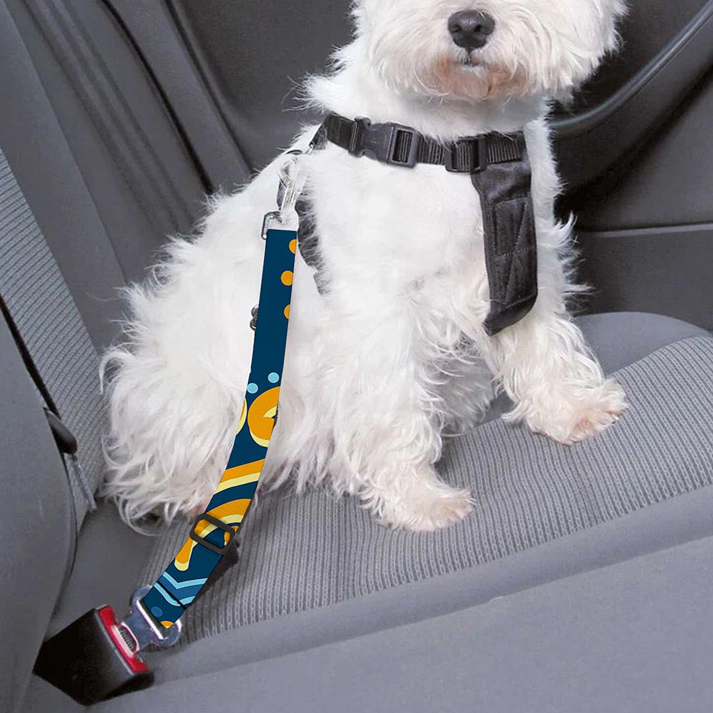 Blue And Gold Bohemian Mandala Print Dog Seat Belt