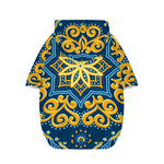 Blue And Gold Bohemian Mandala Print Dog Zip Up Hoodie