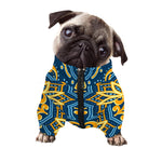 Blue And Gold Bohemian Mandala Print Dog Zip Up Jacket