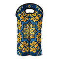 Blue And Gold Bohemian Mandala Print Double Neoprene Wine Tote