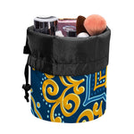 Blue And Gold Bohemian Mandala Print Drawstring Makeup Bag