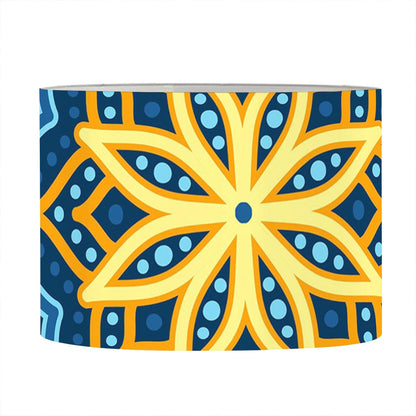 Blue And Gold Bohemian Mandala Print Drum Lamp Shade
