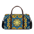Blue And Gold Bohemian Mandala Print Duffel Bag